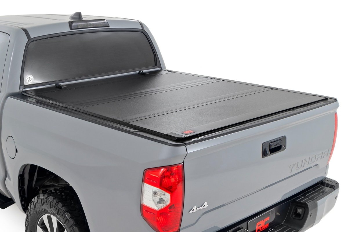 Toyota Tundra Hard Tri-Fold Flip Up Bed Cover - Rear - Rough Country - 5'7